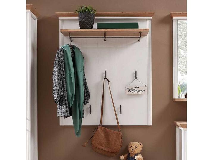 Landhaus Garderobenpaneel in Weiß und Eichefarben Hutablage Landhaus Garderobenpaneel in Weiß und Eichefarben Hutablage von Pharao24.de