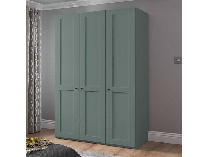 Landhaus-Kleiderschrank modern in Graugrün drei Drehtüren von Pharao24.de