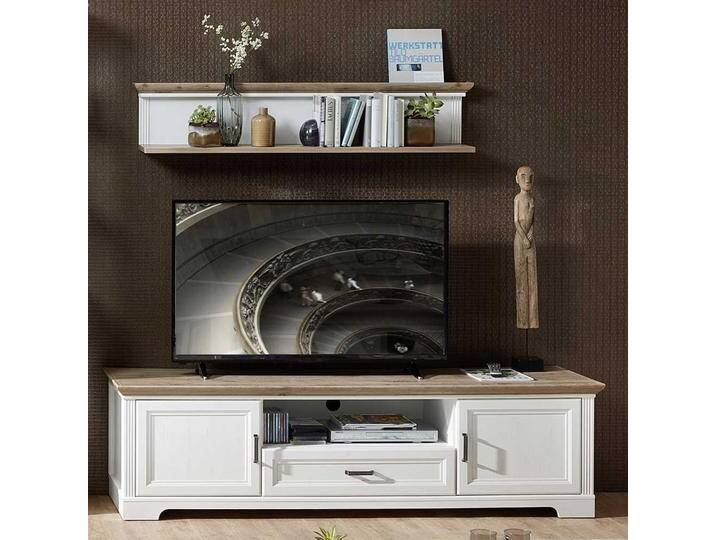 Landhaus Wohnzimmer Set in Weiß Eichefarben (zweiteilig) von Pharao24.de