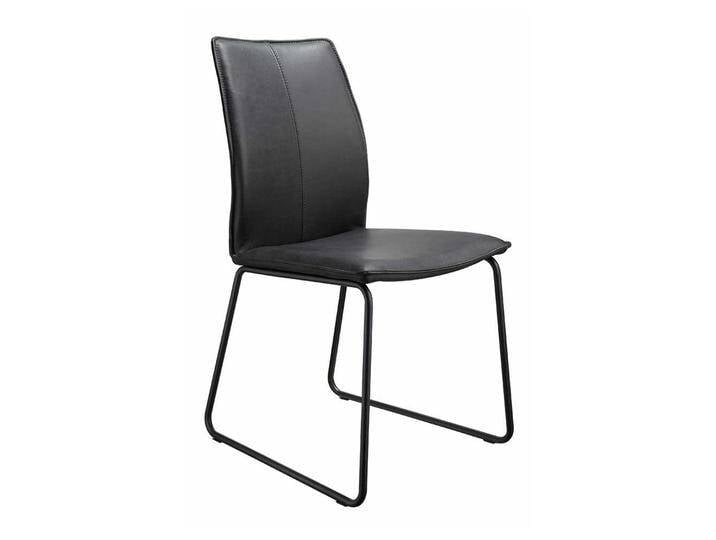 Leder Esszimmerstuhl in Schwarz Metallbügeln (2er Set) von Pharao24.de
