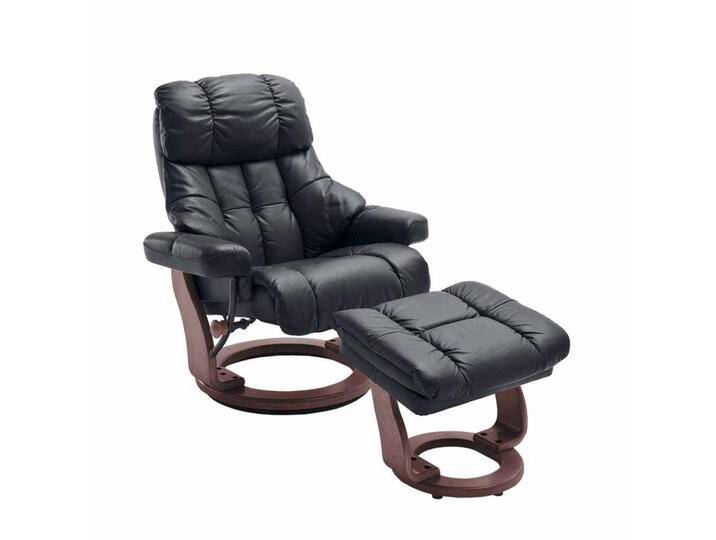 Leder Relaxsessel in Braun mit Hocker (zweiteilig) von Pharao24.de