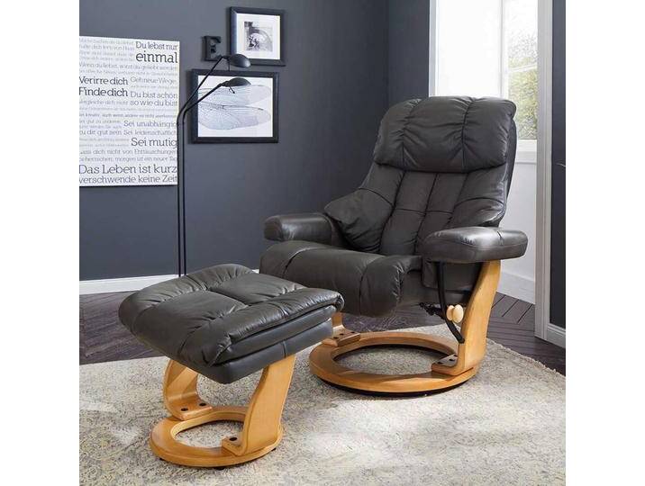 Leder Relaxsessel in Schlamm Hocker (zweiteilig) von Pharao24.de