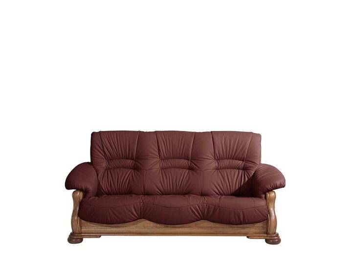 Leder Sofa Rot Eiche rustikal Made in Germany Federkern von Pharao24.de