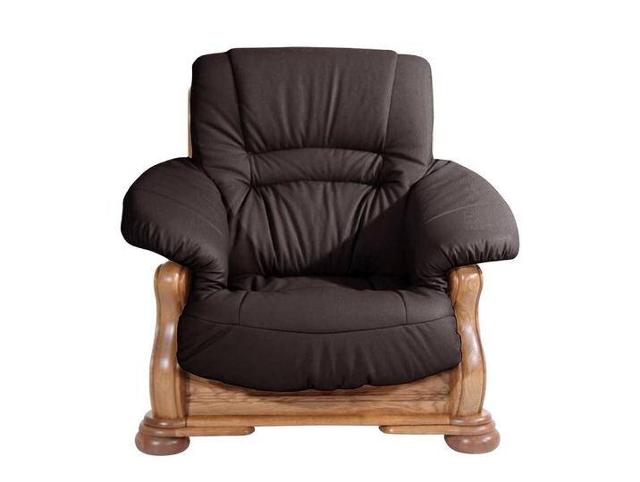 Ledersessel braun Eiche rustikal Made in Germany 43 cm Sitzhöhe von Pharao24.de
