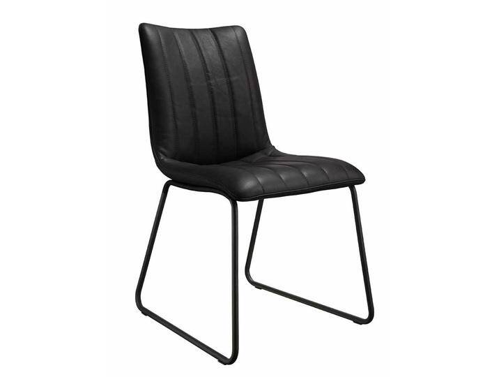Lederstuhl Set in Schwarz Metallbügeln (2er Set) von Pharao24.de