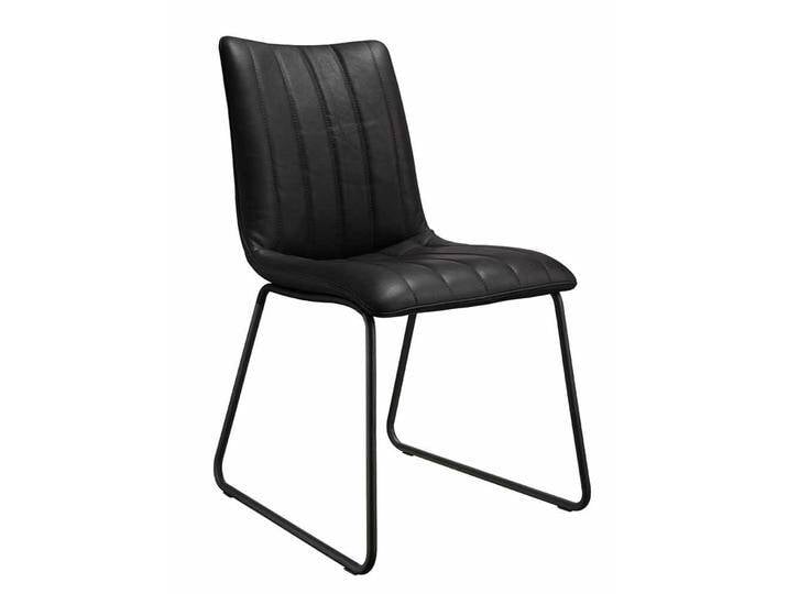 Lederstuhl Set in Schwarz Metallbügeln (2er Set) von Pharao24.de