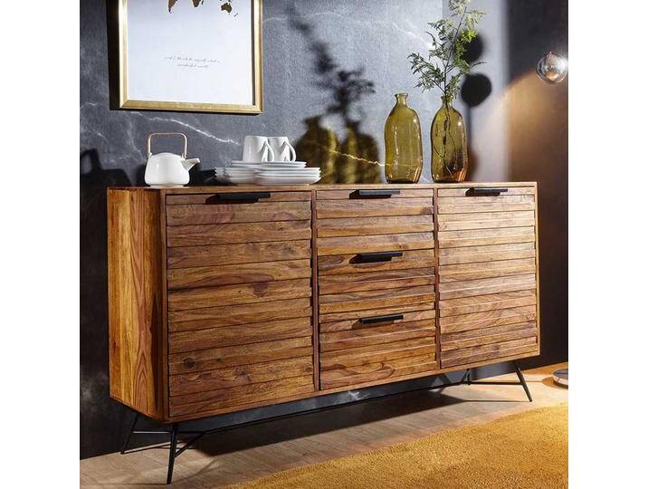 Loft Design Sideboard aus Sheesham Massivholz und Eisen 160 cm breit von Pharao24.de