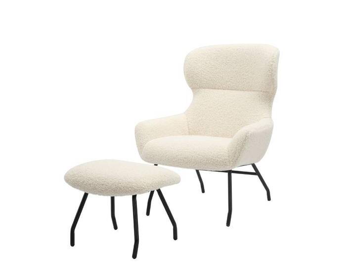 Lounge Sessel Lesesessel aus Webplüsch mit Fußhocker (zweiteilig) von Pharao24.de