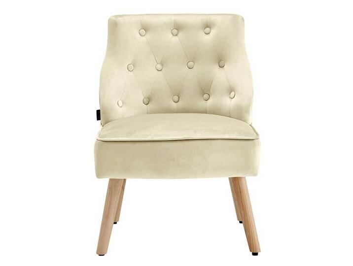 Lounge Sessel in Cremefarben Samt Knopfsteppungen (2er Set) von Pharao24.de