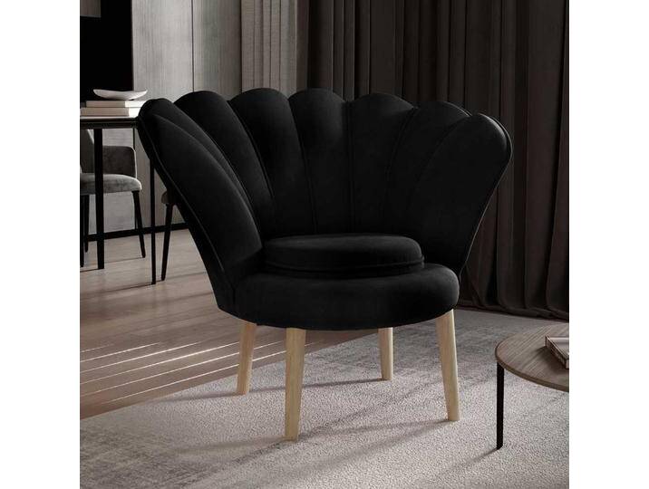 Loungesessel Cocktail Sessel in Schwarz aus mattem Samt von Pharao24.de