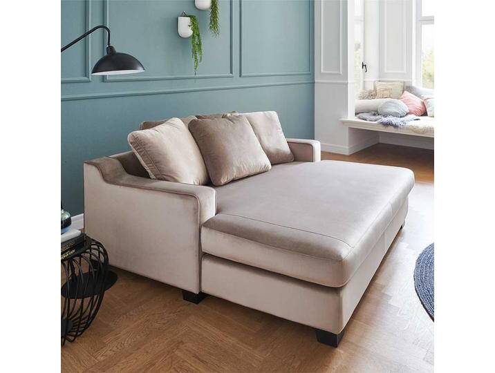 Loveseat Samtvelours Cremefarben in modernem Design 158 cm breit von Pharao24.de