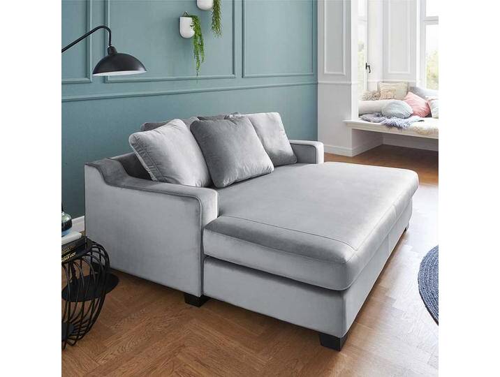 Loveseat Samtvelours Hellgrau in modernem Design 158 cm breit von Pharao24.de