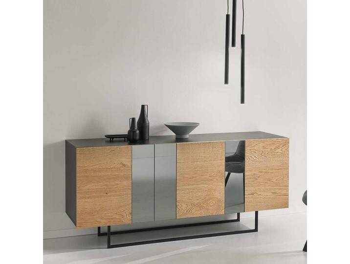 Luxus Sideboard in Eiche hell Spiegelglas Front von Pharao24.de