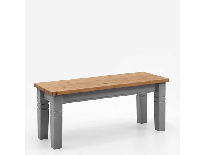 Massivholz Bank ohne Lehne in Grau und Kiefer Laugenfarben Landhausstil von Pharao24.de