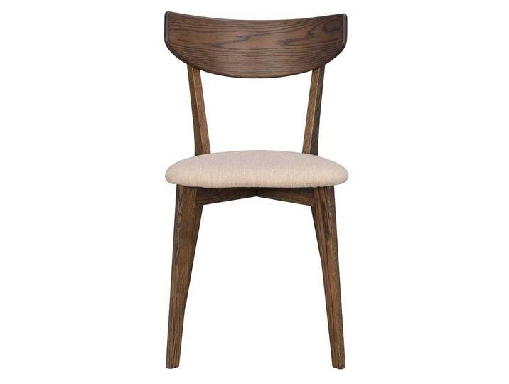 Massivholz Stühle in Eiche dunkel Webstoff Beige (2er Set) von Pharao24.de