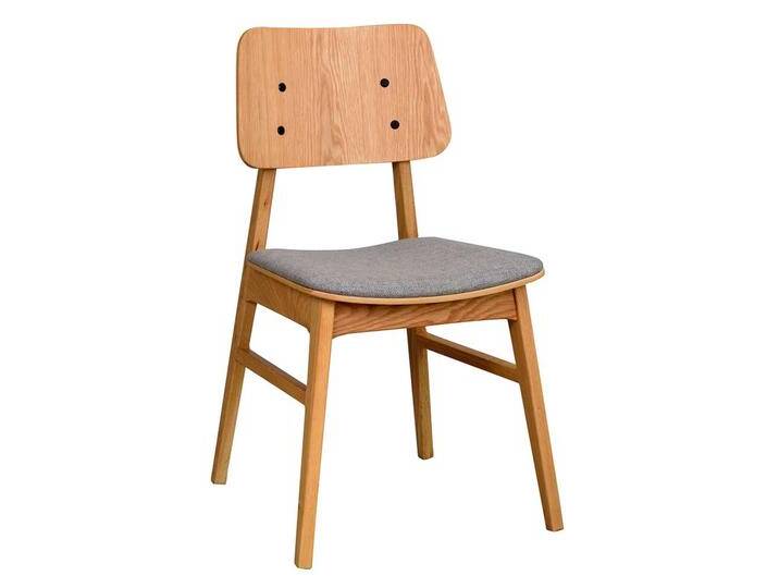 Massivholzstuhl, Braun, 44x51 cm, Eiche Massivholz & Webstoff, 2er Set, Retro von Pharao24.de