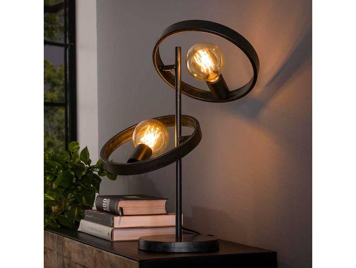 Metall Tischlampe Industriestil in Schwarzgrau 2-flammig Metall Tischlampe Industriestil in Schwarzgrau 2-flammig von Pharao24.de