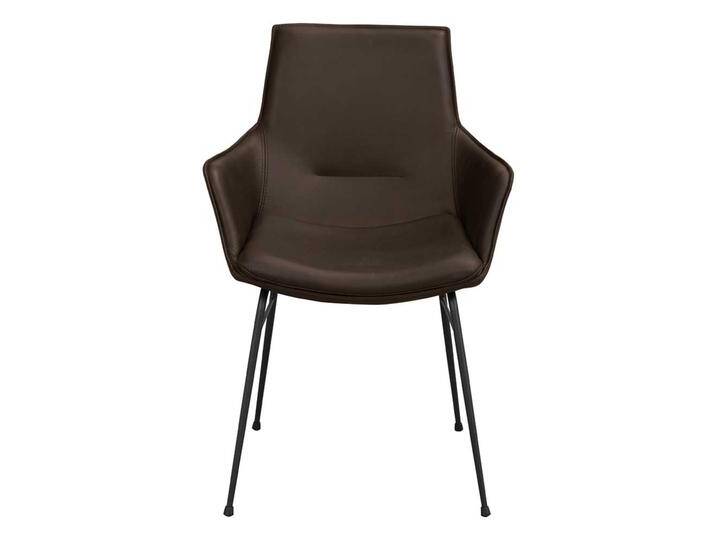 Esstuhl, Braun, 59x62x86 cm, Echtleder & Metall, Mit Armlehnen, Modern von Pharao24.de