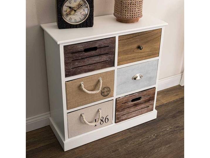 Moderne Landhaus Kommode mit sechs Schubladen 70 cm breit von Pharao24.de