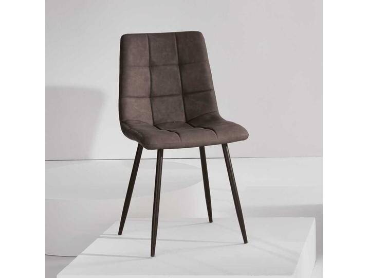 Moderne Polsterstühle in Braun Kunstleder und Metall (4er Set) von Pharao24.de