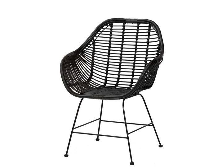 Moderne Rattan Stühle mit Armlehnen Schwarz (2er Set) von Pharao24.de