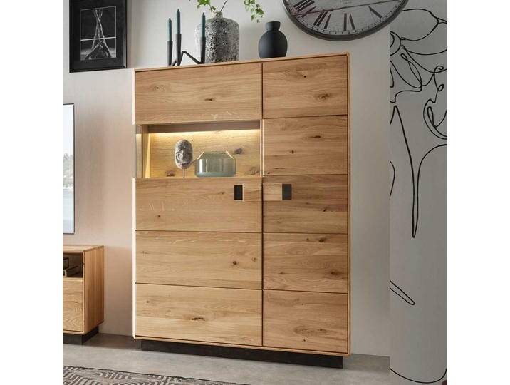Moderne Vitrine aus Wildeiche und Eiche Massivholz 2 Türen von Pharao24.de