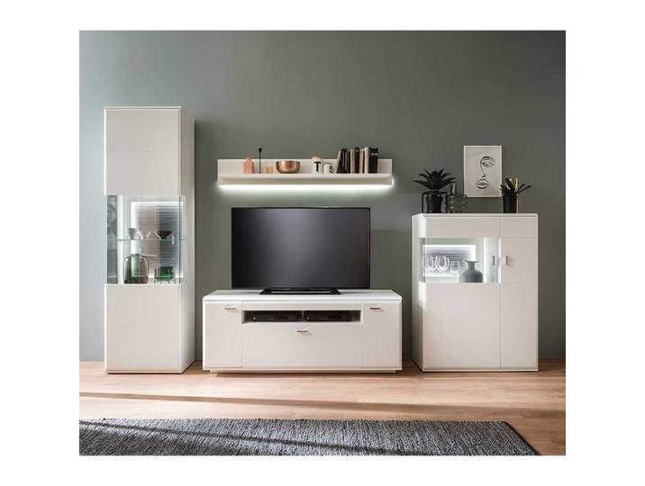 Moderne Wohnwand in Weiß und Anthrazit 300 cm breit (vierteilig) von Pharao24.de