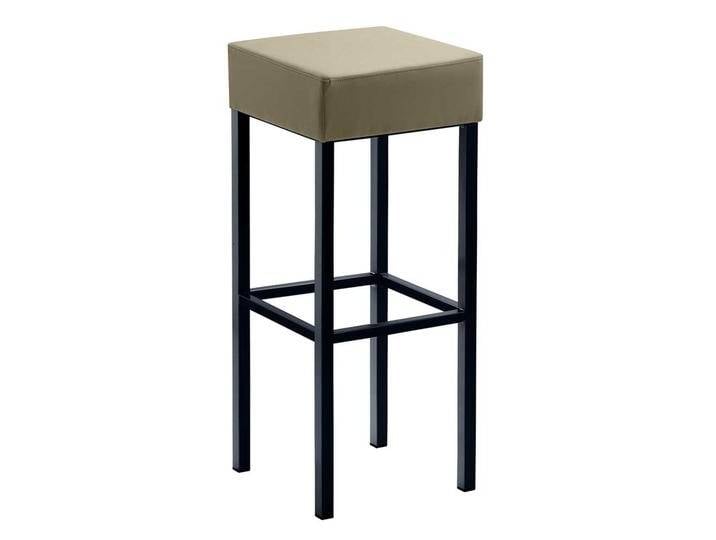Moderner Barhocker in Taupe und Schwarz Vierfußgestell aus Metall von Pharao24.de