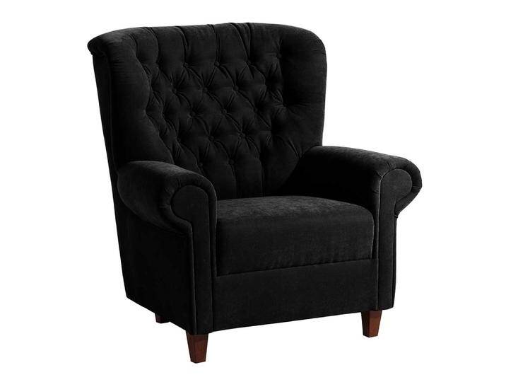 Moderner Chesterfield Sessel in Schwarz Federkern Polsterung Moderner Chesterfield Sessel in Schwarz Federkern Polsterung von Pharao24.de