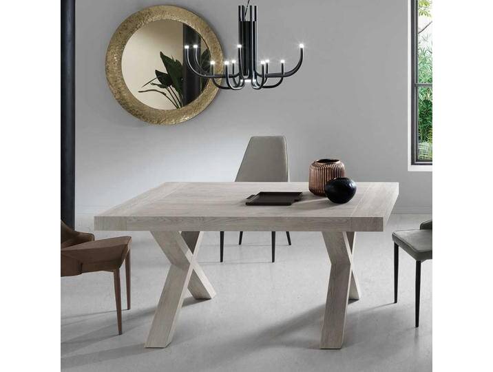 Moderner Esszimmer Tisch in Kiefer Grau zwei Einlegeplatten von Pharao24.de