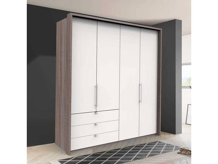 Moderner Gleittüren Schrank mit drei Schubladen foliert von Pharao24.de