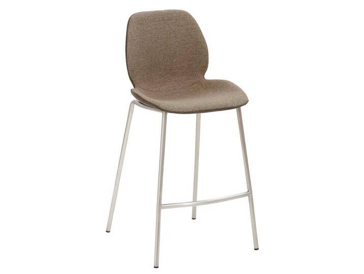 Moderner Kuechenhocker mit Vierfußgestell aus gebürstetem Edelstahl 65 cm Sitzhöhe von Pharao24.de