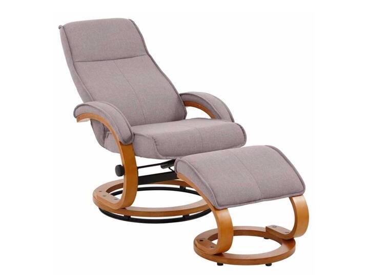 Moderner Relaxsessel mit Hocker in Grau Webstoff Buchefarben (zweiteilig) von Pharao24.de