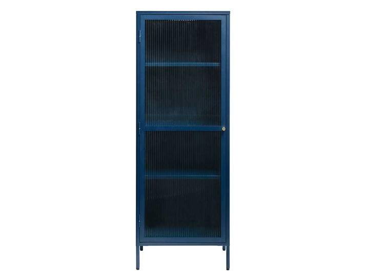 Moderner Vitrinenschrank in Blau Metall mit Glastür von Pharao24.de