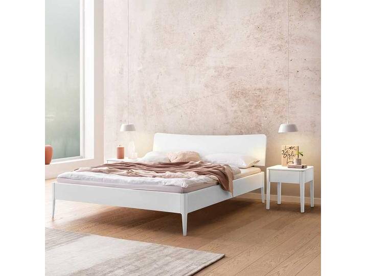 Modernes Jugendzimmerbett 140x200 cm Buche Massivholz in Weiß von Pharao24.de