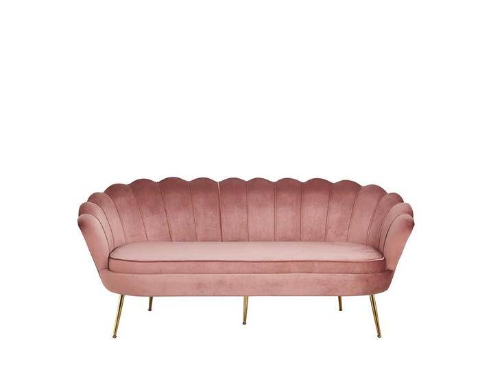 Muschel Couch aus Samt Rosa und Goldfarben von Pharao24.de