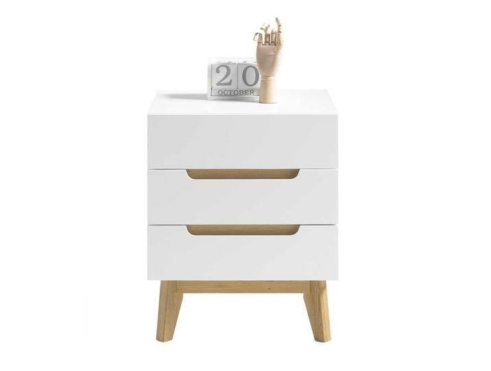 Nachtkommode in Weiß und Eichefarben Asteiche furniert von Pharao24.de