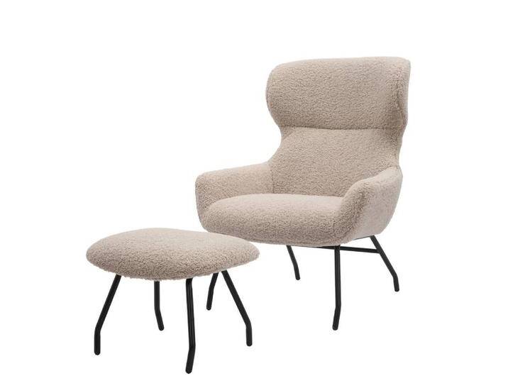 Ohrensessel Komfortsessel in Taupe mit Fußgestell aus Metall (zweiteilig) von Pharao24.de