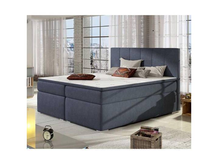 Polsterbett Boxbett in Jeansblau mit Bezug von Pharao24.de