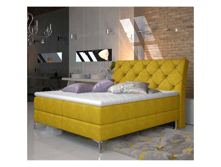 Polsterbett Boxspringbett in Currygelb 118 cm hoch von Pharao24.de