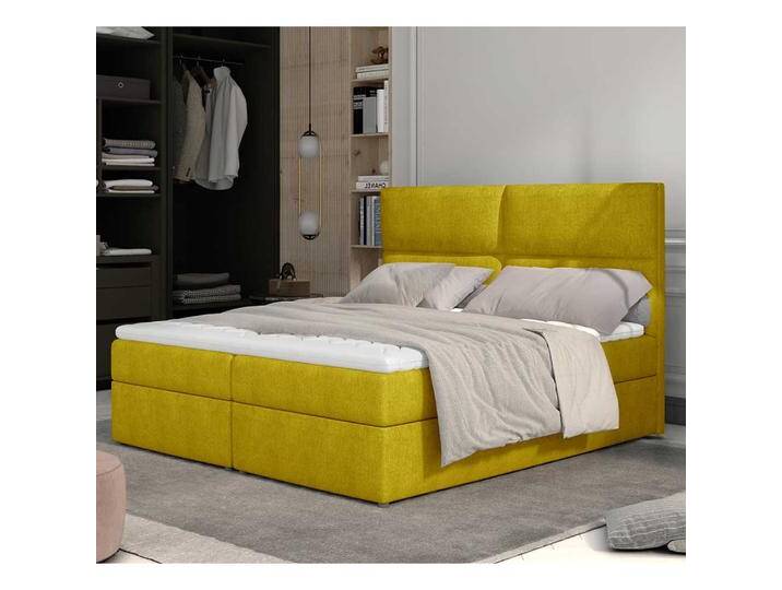 Polsterbett Doppelbett in Gelb aus Webstoff von Pharao24.de