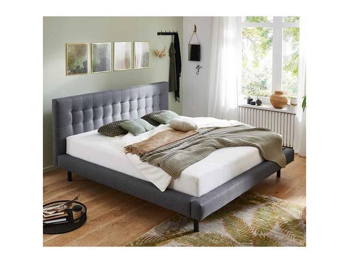 Polsterbettgestell Hellgrau Stoff 140x200 cm modernem Design von Pharao24.de