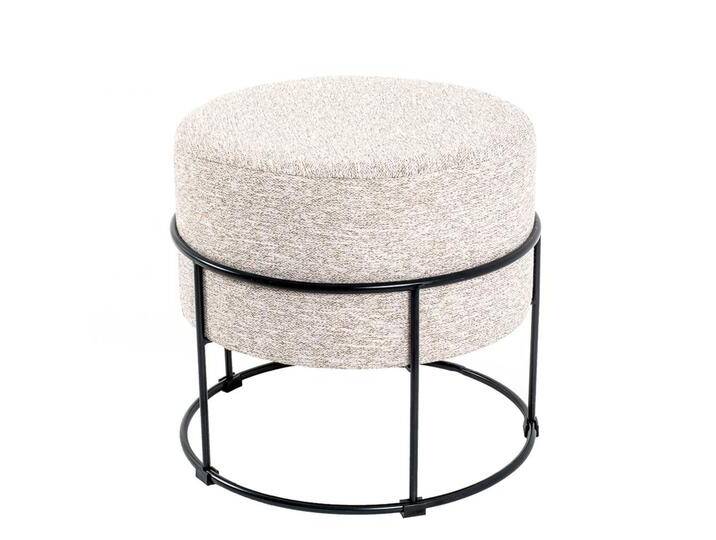 Polsterhocker in Beige Webstoff Metall Ringgestell Polsterhocker in Beige Webstoff Metall Ringgestell von Pharao24.de