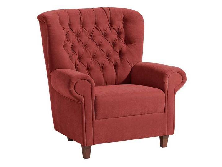 Polstersessel Chesterfield Velour in Terracotta Nussbaumfarben von Pharao24.de