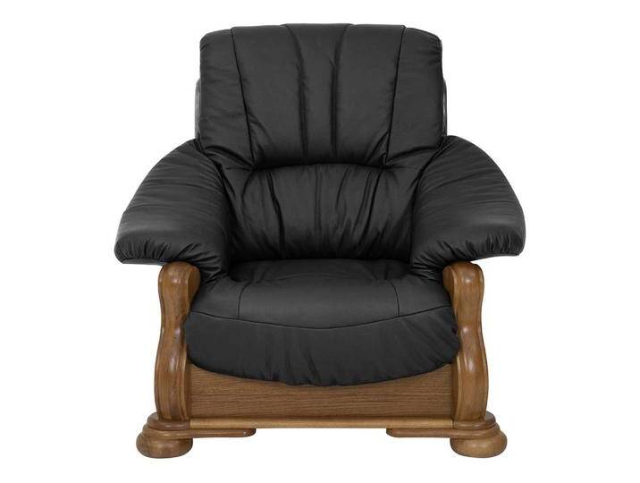 Polstersessel Eiche rustikal mit Echtleder Bezug schwarz Made in Germany Polstersessel Eiche rustikal mit Echtleder Bezug schwarz Made in Germany von Pharao24.de
