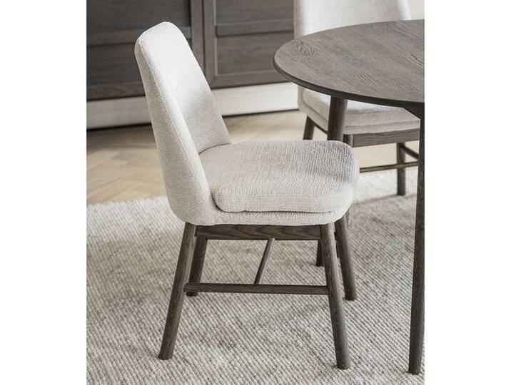 Polsterstuhl, Beige & Cremeweiß, 49x58x84 cm, Webstoff & Eiche Massivholz, Modern von Pharao24.de