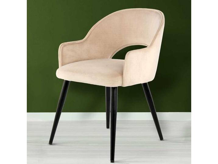 Polsterstühle in Creme Weiß Samt Retro Design (2er Set) von Pharao24.de