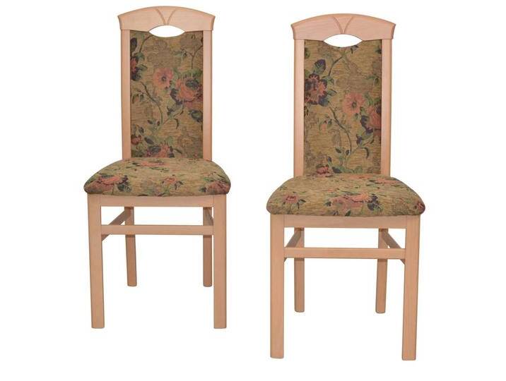 Polsterstuhl Esszimmer Buche mit Blumen Motiv Braun (2er Set) von Pharao24.de