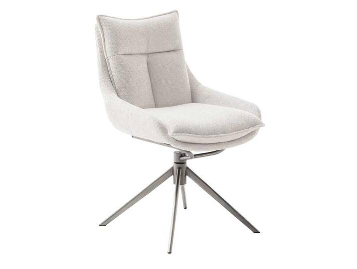Polsterstuhl, Cremeweiß, 57x65x85 cm, Webstoff & Edelstahl, 2er Set, Modern von Pharao24.de