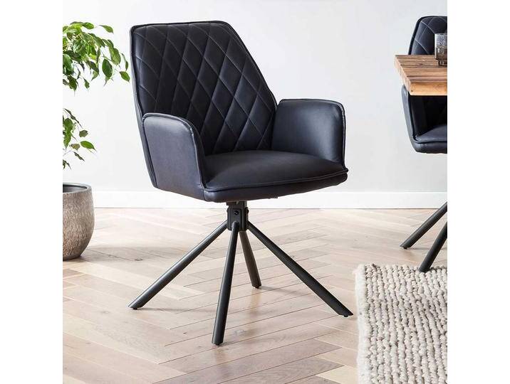 Polsterstuhl, Blau, 59x63x89 cm, Microfaser & Metall, Mit Armlehnen, Modern von Pharao24.de